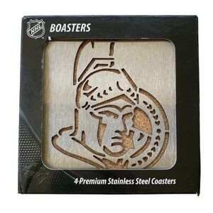 NHL Ottowa Senators Boaster Stainless Steel‎ Coasters Set Of 4 Open Box